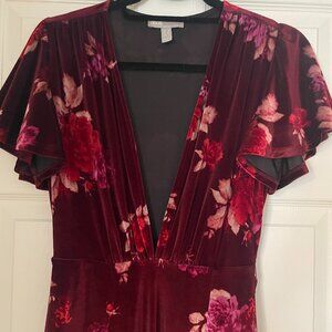 ASOS Red Floral Velvet Maxi Dress
